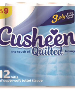 Cusheen 3 Ply Quilted Luxury Super Soft Toilet Paper x 12 Rolls