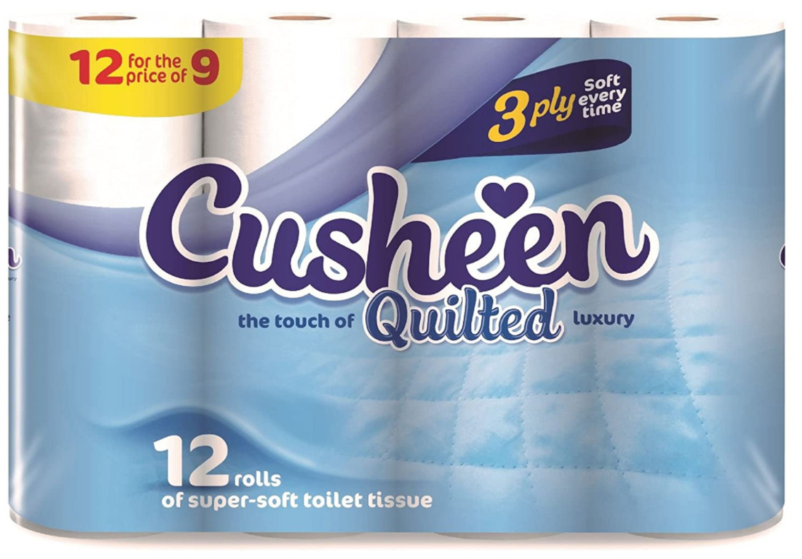 Cusheen 3 Ply Quilted Luxury Super Soft Toilet Paper x 12 Rolls