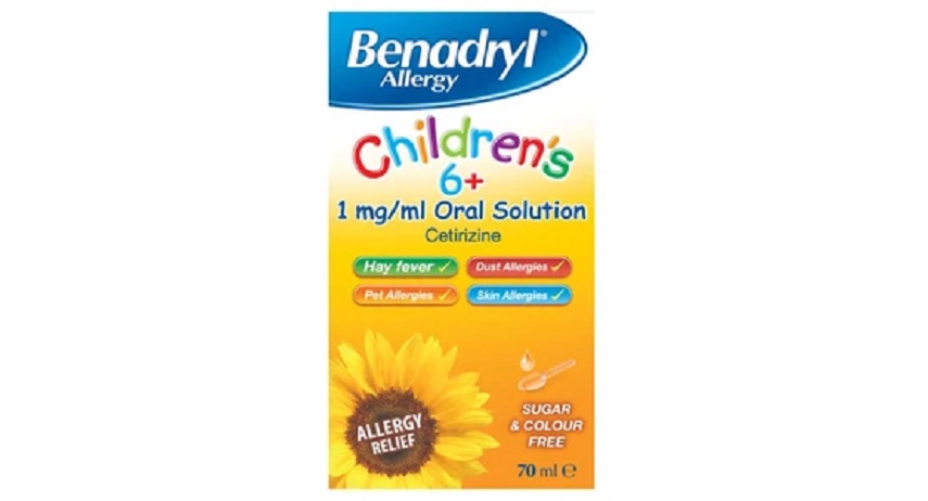 Benadryl Allergy Relief 1mg Solution Childrens 6+ 70ml Pack